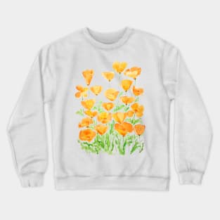 orange California poppy watercolor painting Crewneck Sweatshirt